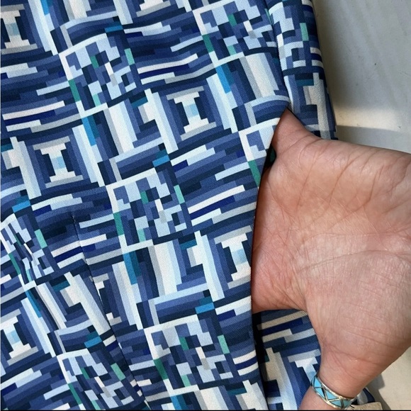 Toccin Ny Geometric Pattern Lantern Slv Shift Mini-Dress Sz 2 Inkgeo NWT. - Picture 9 of 11